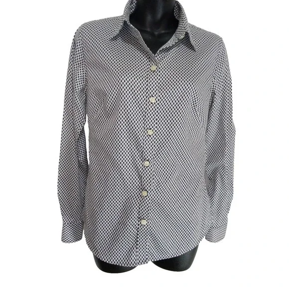 Banana Republic Women's Non Iron Shirt Business Collared Long Sleeve Geomatric 6 - Picture 5 of 9